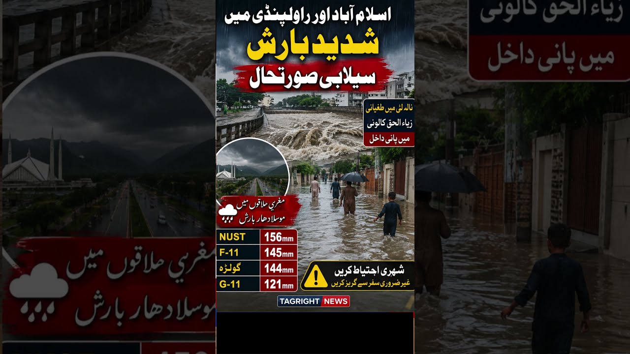 Islamabad & Rawalpindi Heavy Rain | Flood-Like Situation & Waterlogging | TagRight News