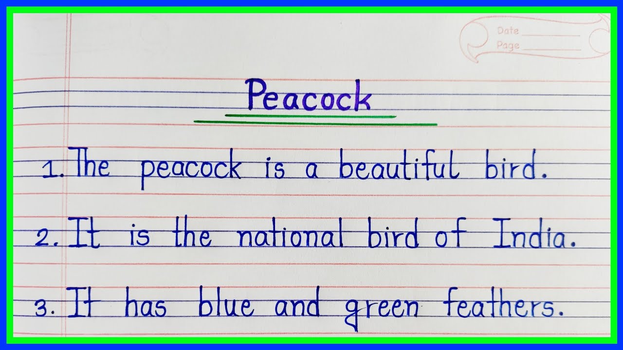10 Lines On Peacock 🦚 | 10 Easy Sentences About Peacock | Essay On Peacock | Handwriting ✍️