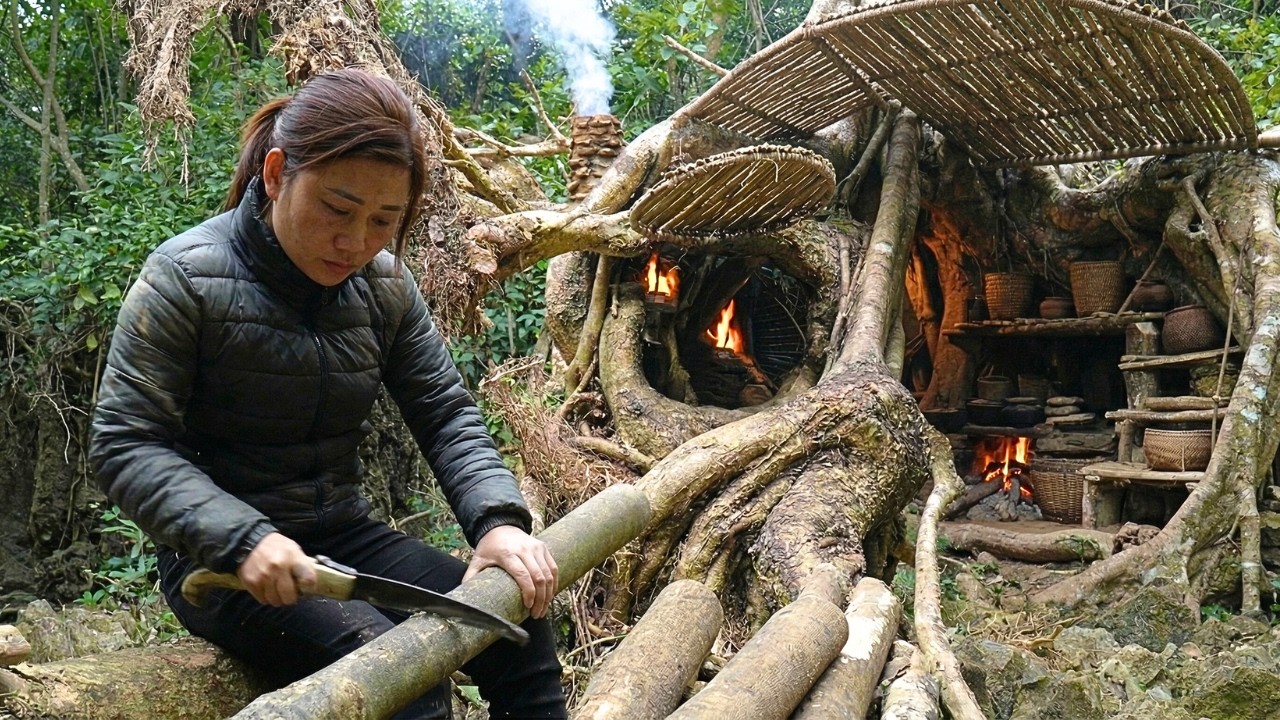 90 Days Building the Ultimate Secret Survival Shelter | Bushcraft TIMELAPSE in Nature