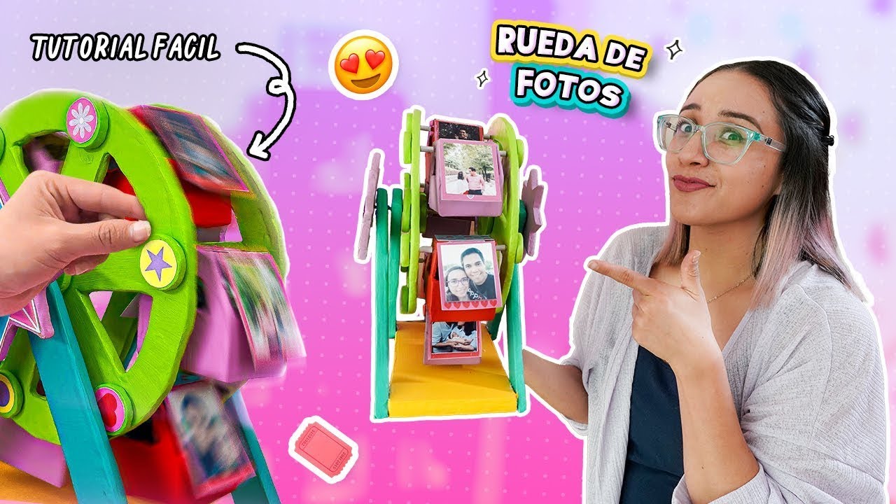 RUEDA de FOTOS CASERA  (MUY FÁCIL de hacer) 🎡 Rueda de la Fortuna de cartón ✄ Craftingeek