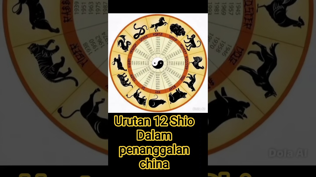 urutan 12 Shio dalam kalender penanggalan china 