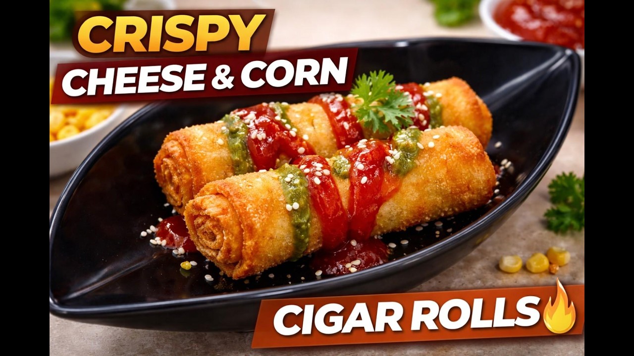 Crispy Cheese & Corn Cigar Rolls 🤤 | Easy Snack Recipe | Paneer Cheese Roll