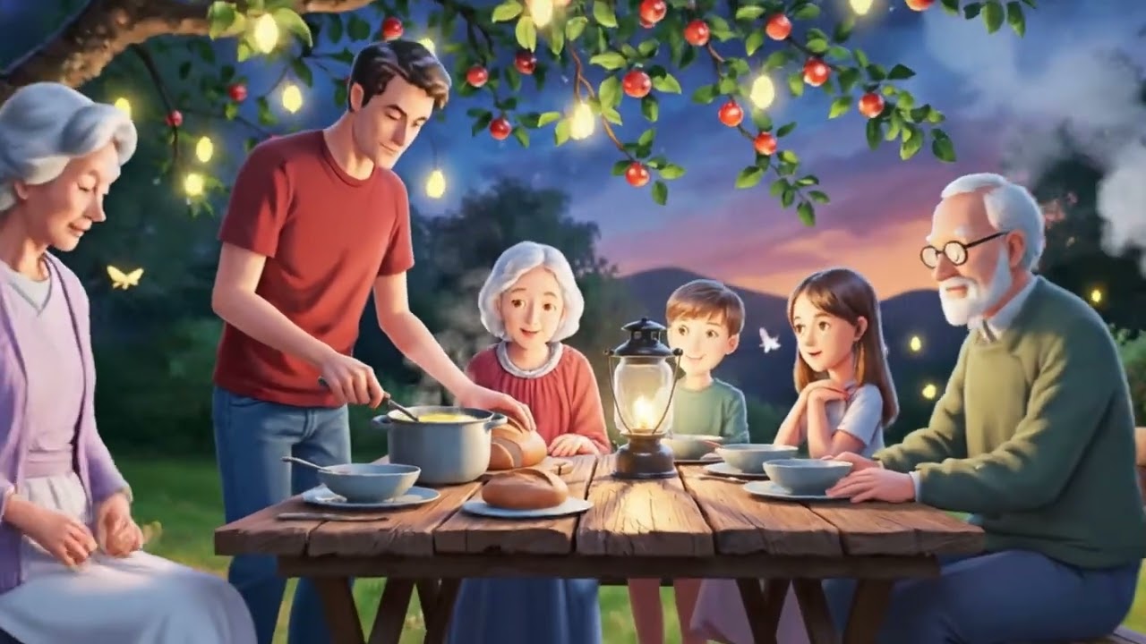 Golden Evenings Under the Apple Tree 🍎 A Cozy Countryside Family Story | Ghibli-Style Animation