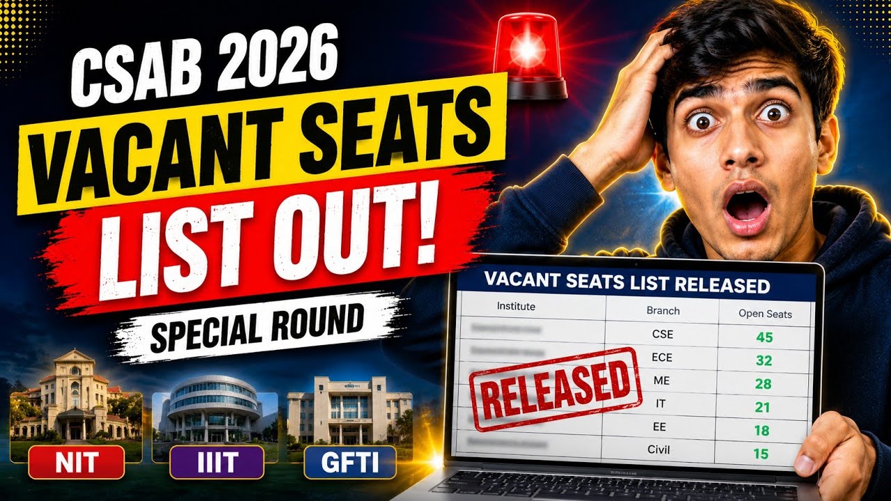 CSAB Special Round 2026 Vacant Seats List Released 🔥 College-Wise Seats Available!