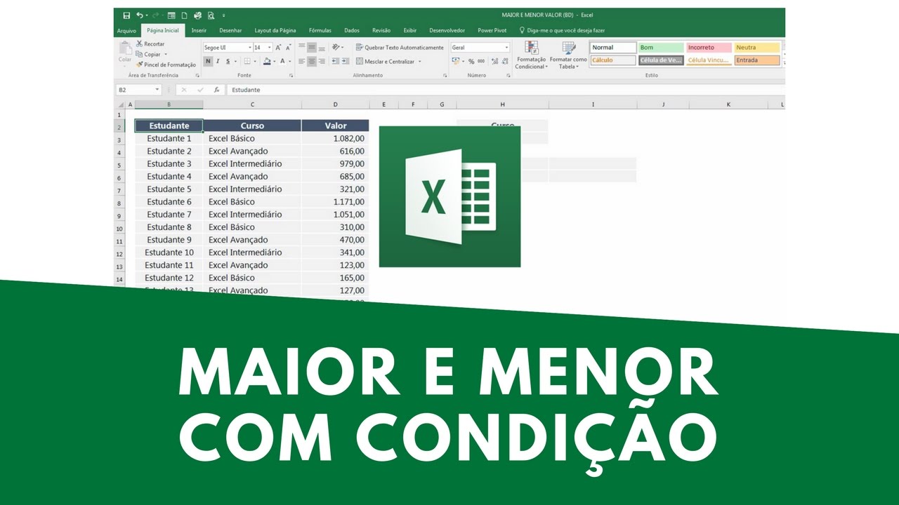 [Excel] Encontrando Maior e Menor valores com Condição