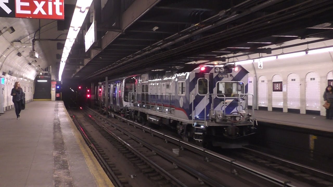 NYC Subway HD 60fps: Late Night Special Moves @ 181st & 190th Streets (Garbage & Work Trains, R179)