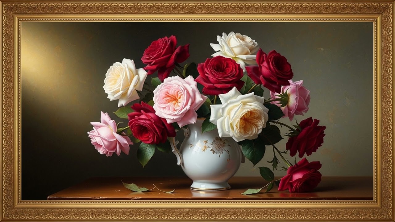Elegant Floral Still Life Painting | Peaceful Decorative Art Display