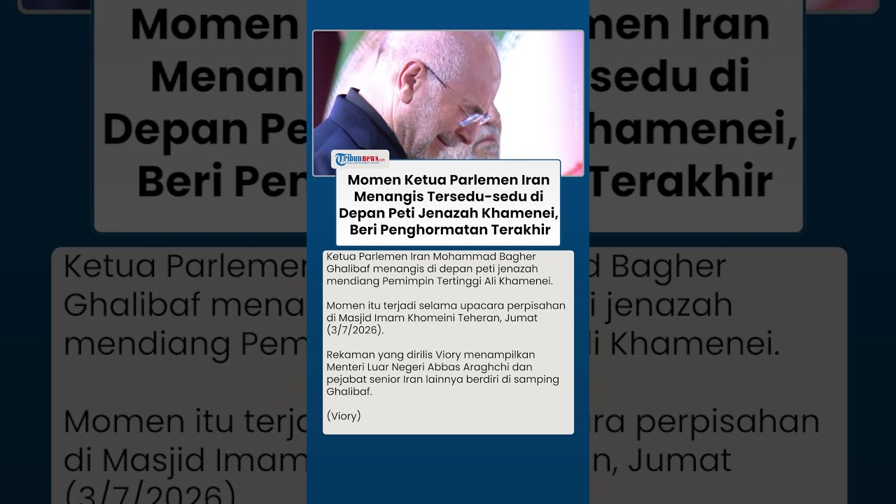 Merasa Kehilangan, Ketua Parlemen Iran Menangis Sejadi-jadinya di Depan Peti Jenazah Ali Khamenei