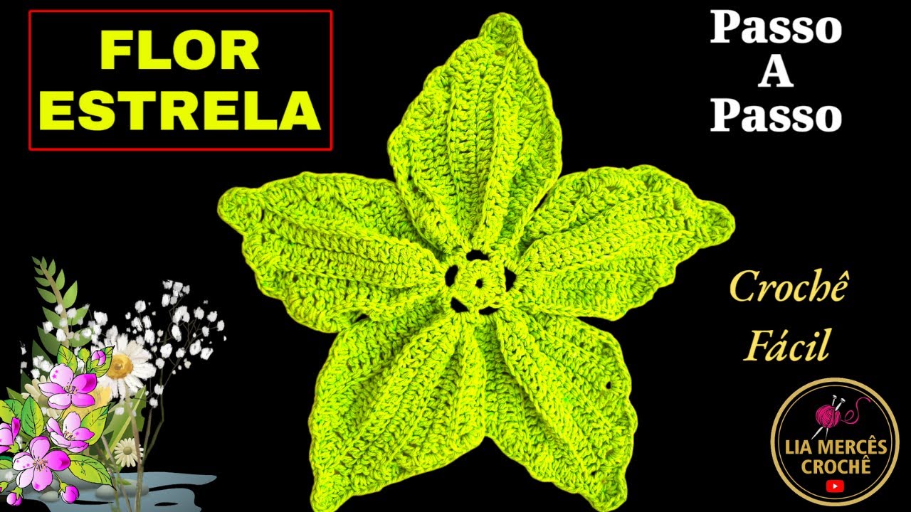 Flor Estrela em Crochê Para Aplicação em Roupas com o Passo a Passo Fácil