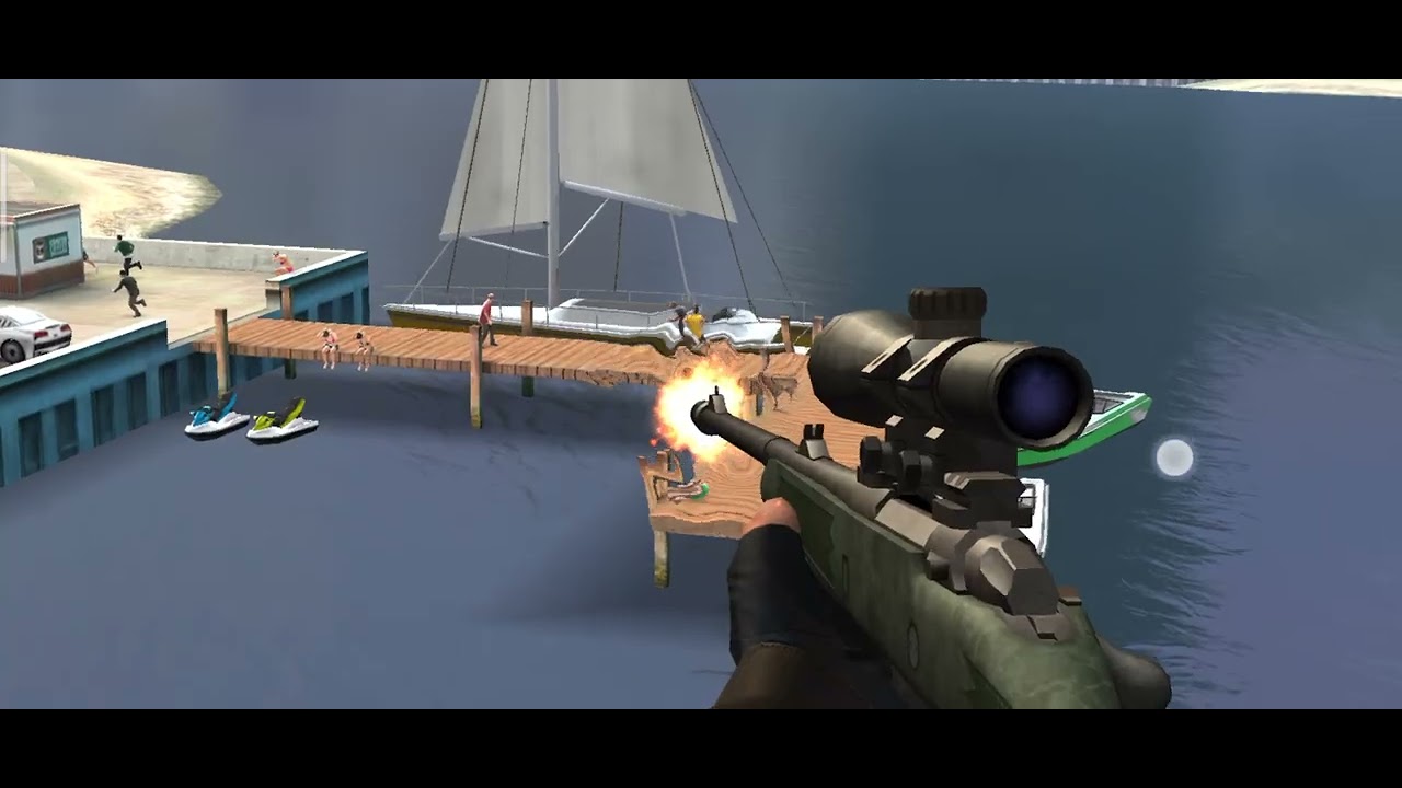 Playing sniper game for first time.