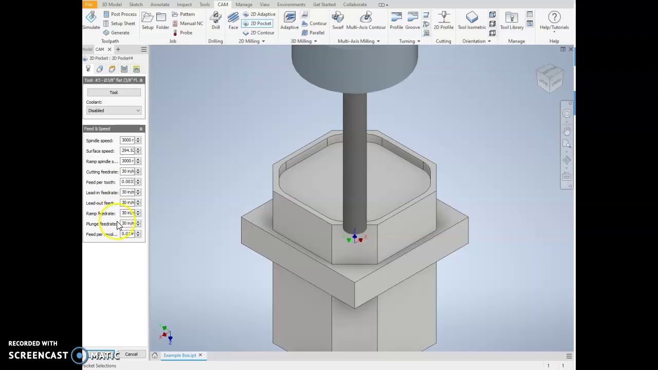 Pocket and Contours in Inventor CAM