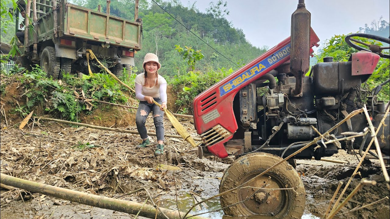 Girl starts agricultural tractor buried in pond for many years not working, will it still run?