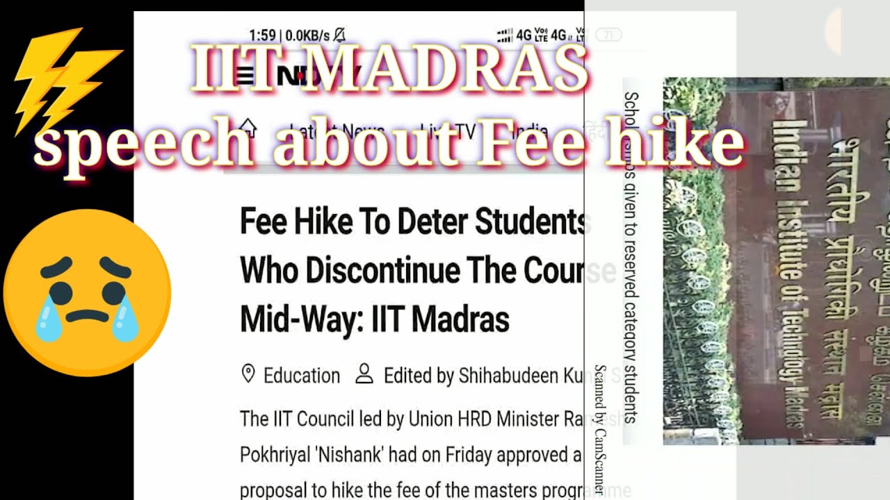 M-Tech fee hike, IIT Madras news and speech|| M-Tech fee hike