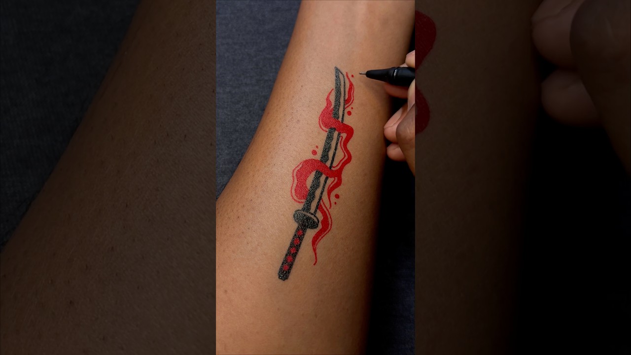 Japanese Samurai Katana on Wrist &ndash; Gel Pen Tattoo art🗡️&hellip;&hellip;#gelpenart #tattoo #art
