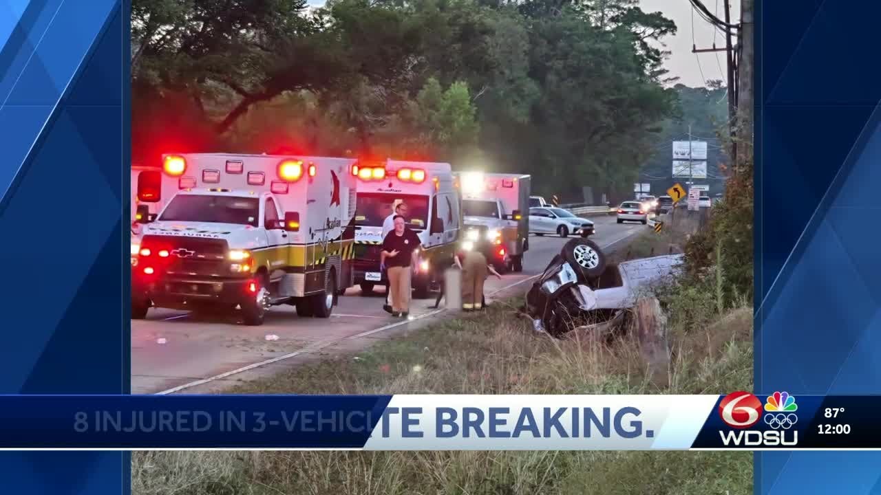 Ponchatoula three-car crash injured 8, including 3 children