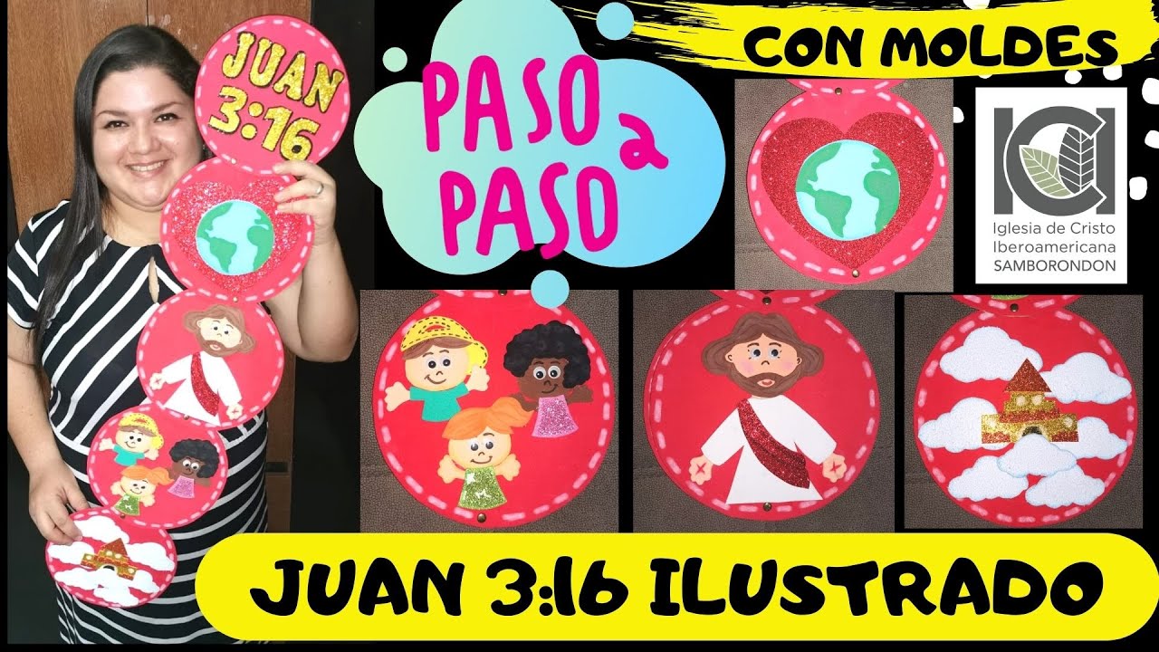 VERSICULO JUAN 3 : 16 ILUSTRADO - COMO ENSEÑAR JUAN 3:16 -RECURSO VISUAL - PASO A PASO PARA MAESTRAS