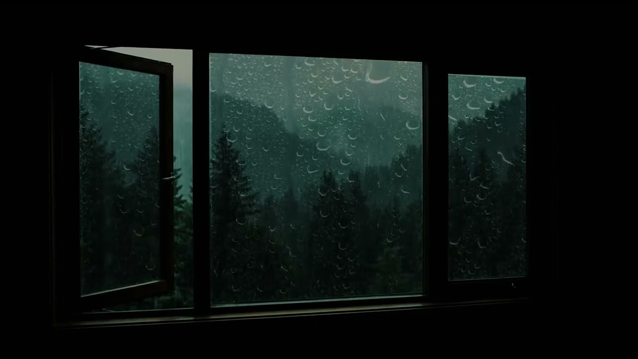 Slow Rainfall at Midnight Outside Bedroom | Cozy Window Sounds for Fast Sleep