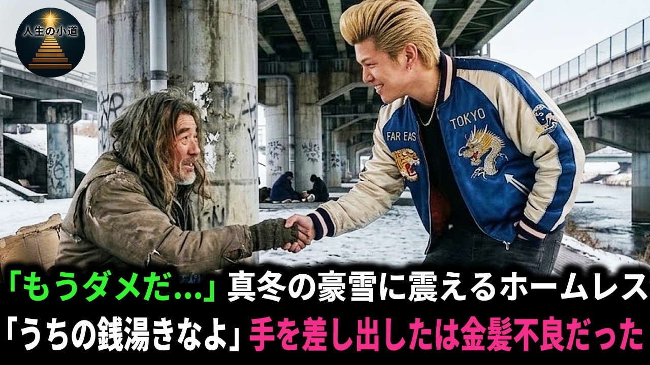 「もうダメだ...」真冬の豪雪に震えるホームレス。「うちの銭湯きなよ」優しく手を差し出したは金髪不良だった