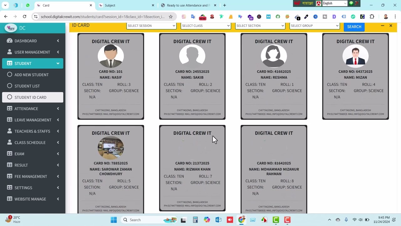 Best Biometric Student Attendance & School Management System in Bangladesh | Digital Crew IT