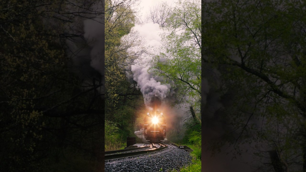 NKP 765 THUNDERS Up The Hill In Deep Lock #railroad #nkp #railway #history #vintage #train #steam