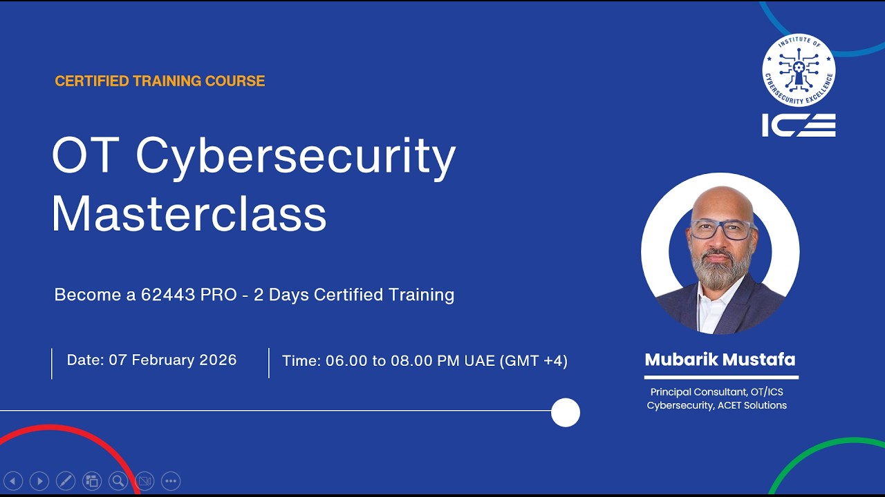 OT Cybersecurity Masterclass Become a 62443 PRO - 2 Days Certified Training - Day 1