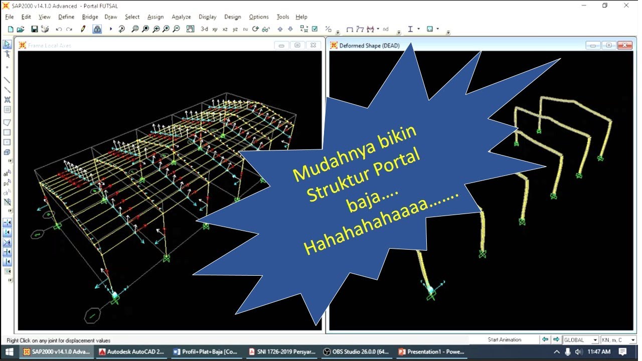 cara membuat portal baja , futsal, gudang, dll dengan SAP2000