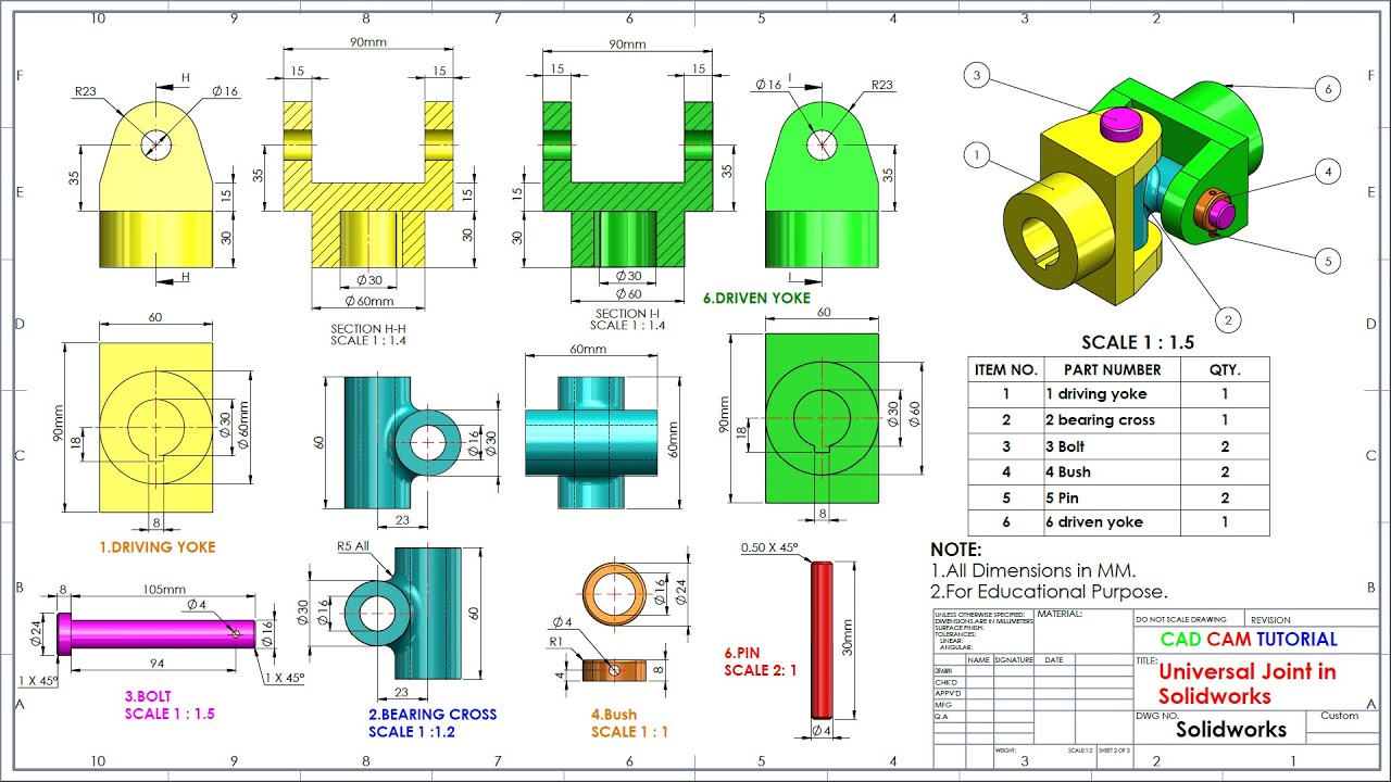 Проектирование и сборка карданного шарнира в Solidworks