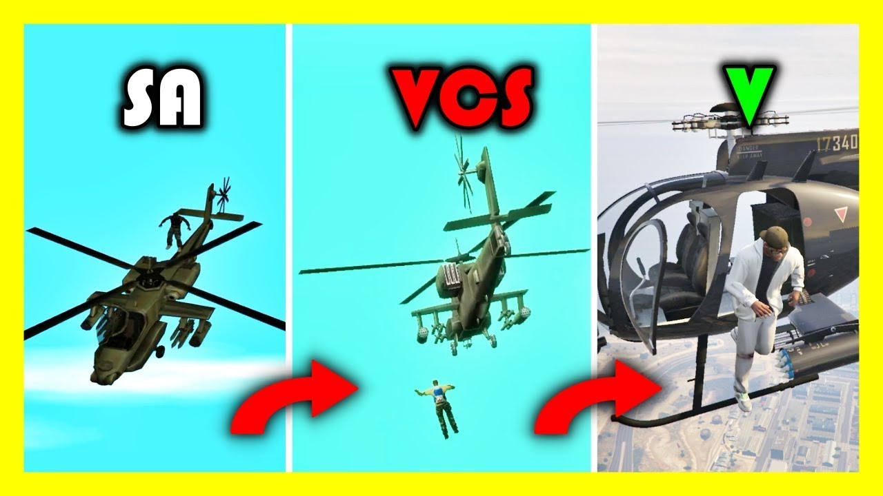 Falling from HELICOPTER in GTA GAMES (evolution)
