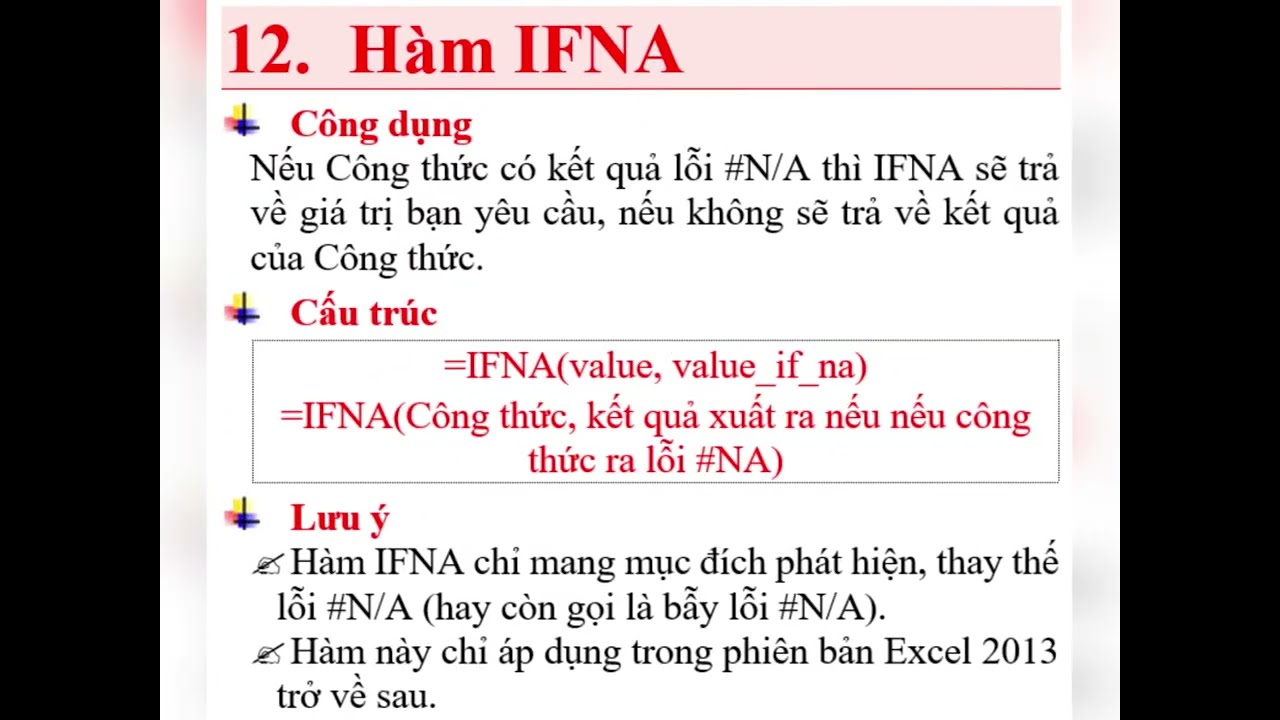 [Tổng hợp h&agrave;m Excel] 12. H&agrave;m IFNA - Trung T&acirc;m Tin Học B&igrave;nh Dương