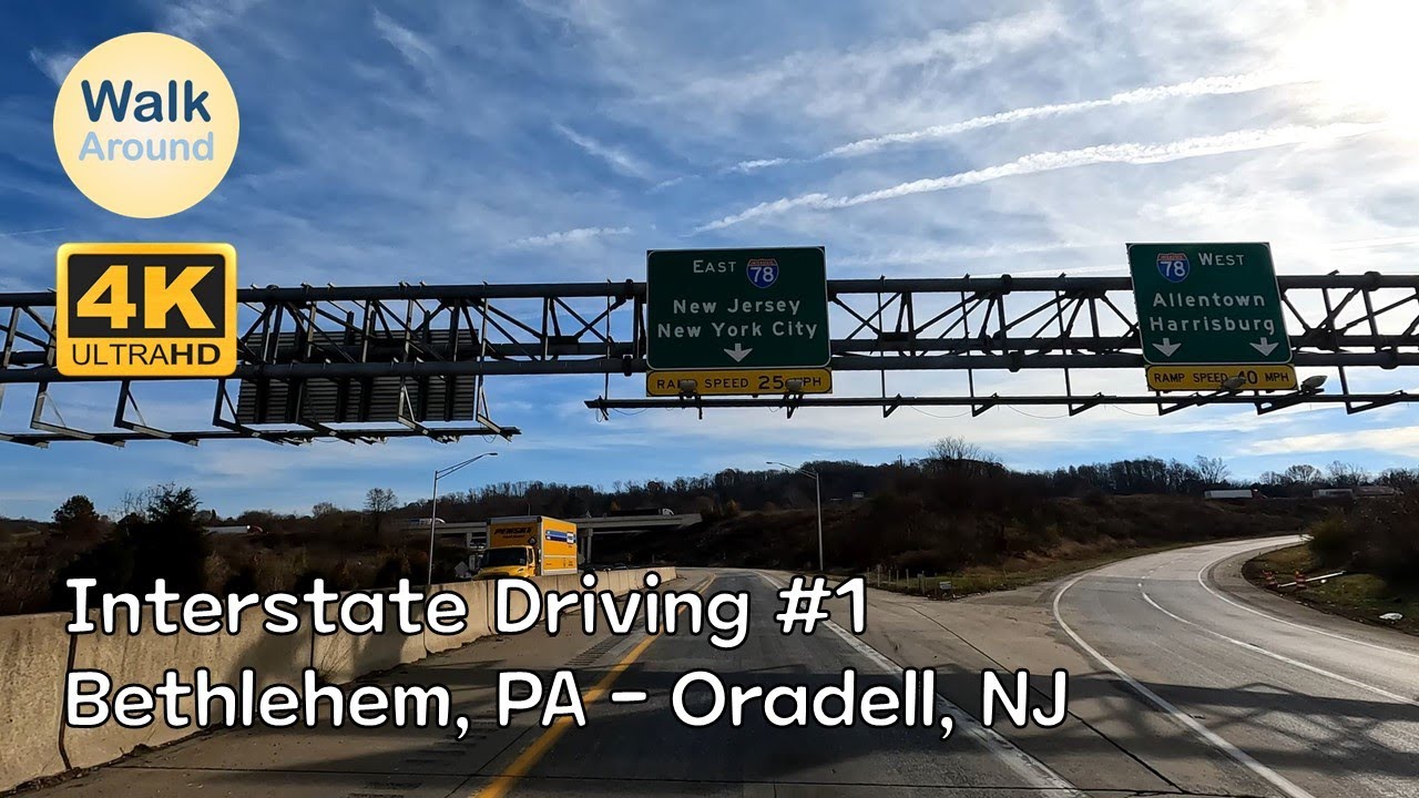 【4K60】 Driving - Interstate Driving #1, Pennsylvania - New Jersey