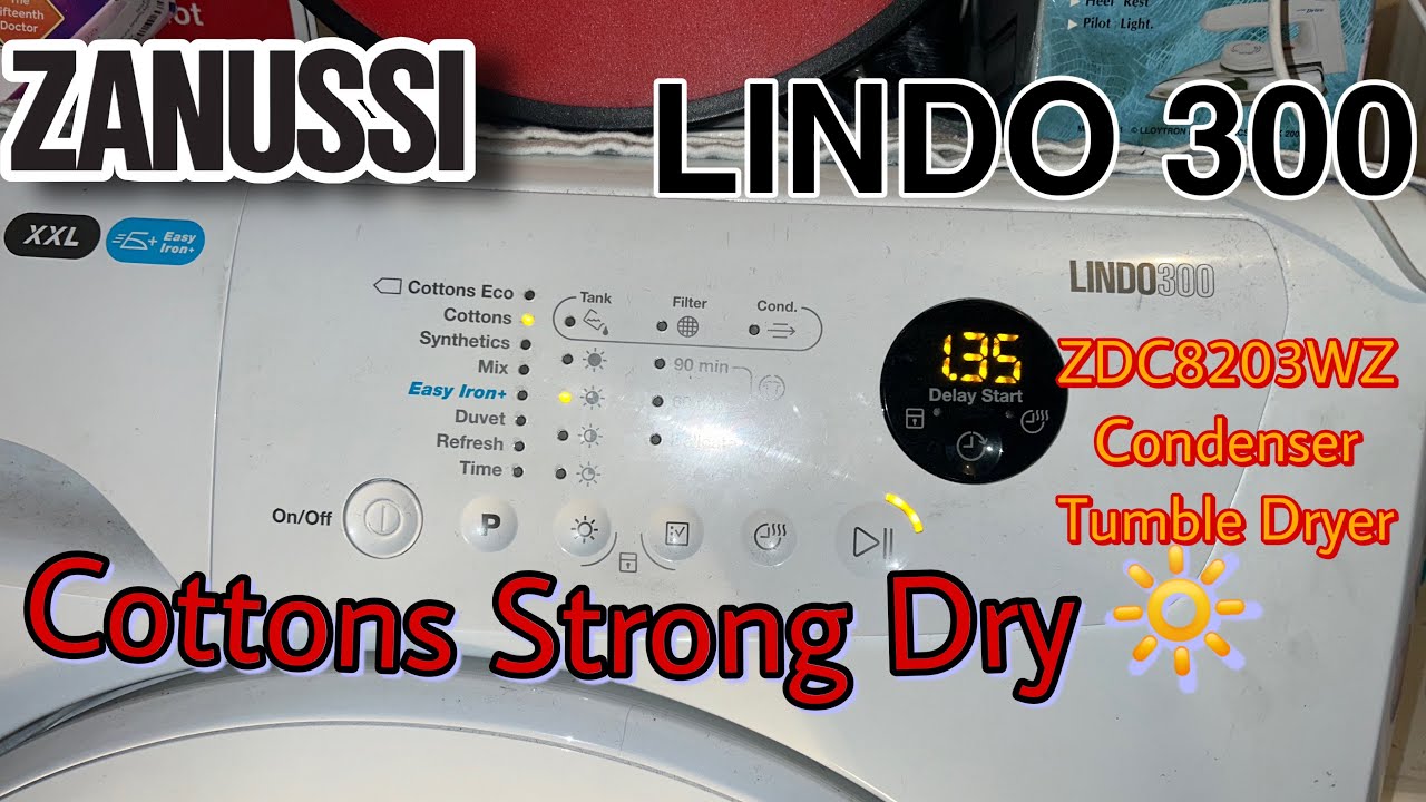 Zanussi LINDO 300 ZDC8203WZ Condenser Tumble Dryer - Cottons Strong Dry