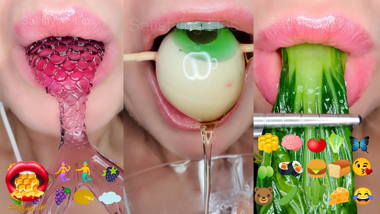 10 TINGLE Minutes For Sleep Relaxing Study ASMR Eating Emoji Food Mashup Mukbang