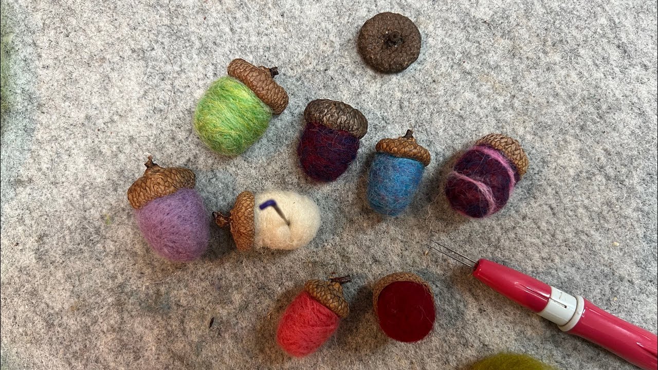 Needle Felted Acorns (ASMR FELTING)