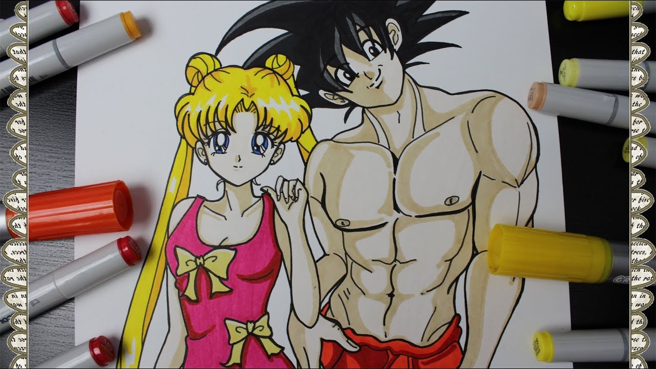 Cómo Dibujar a Usagi Tsukino & 孫悟空 Son Gokū How To Draw Sailor Moon & Dragon Ball Z Speed Drawing