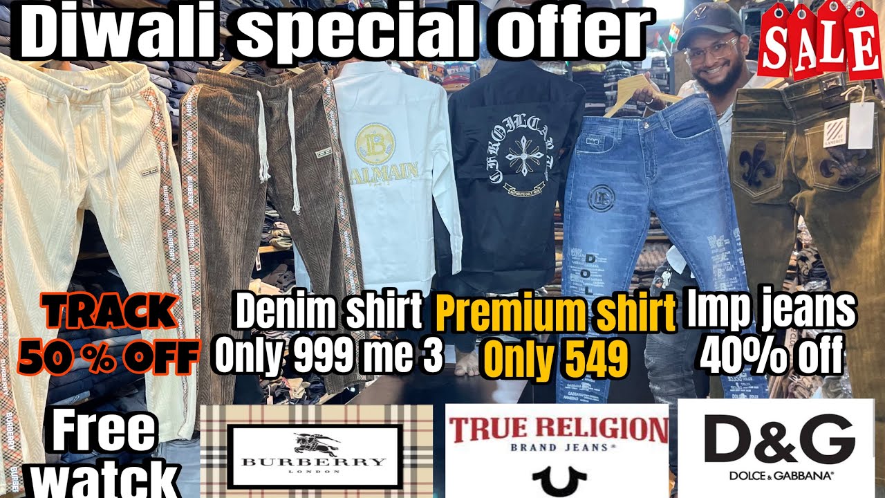 Diwali 🪔 offer 😱Imp jeans 40 % off 😱premium shirt only 549😱 denim shirt only 999 me 3😱