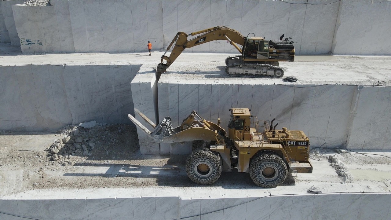 Aerial Marble Quarry Operations on the Upper Levels