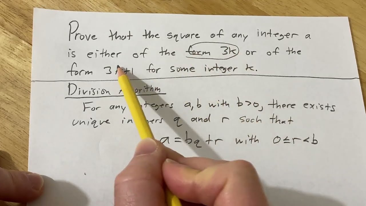 Proof: The Square of any Integer is of the Form 3k or 3k + 1