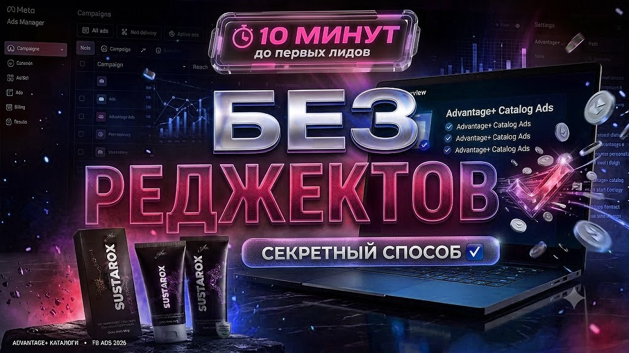 Залив в FB БЕЗ РЕДЖЕКТОВ! Запуск Нутры через Advantage+ Каталоги и 3 лида за 10 минут