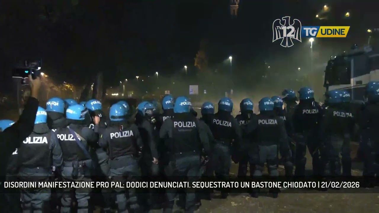 DISORDINI MANIFESTAZIONE PRO PAL: DODICI DENUNCIATI. SEQUESTRATO UN BASTONE CHIODATO | 21/02/2026