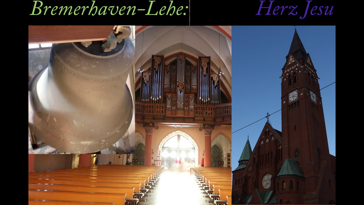 Bremerhaven-Lehe/Goethestraße (D) - HB - Pfarrkirche Herz Jesu: Vollgeläut + Uhr- & Angelusschlag