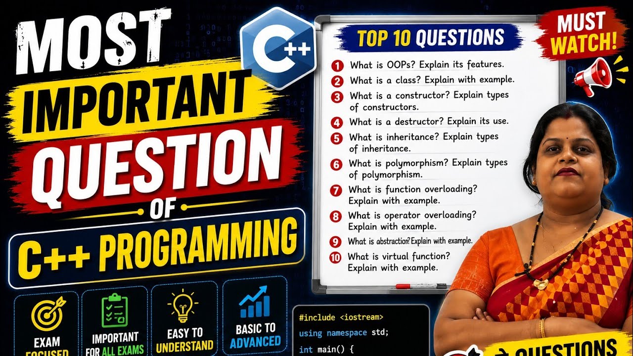 MOST IMPORTANT QUESTION OF C++  PROGRAMMING