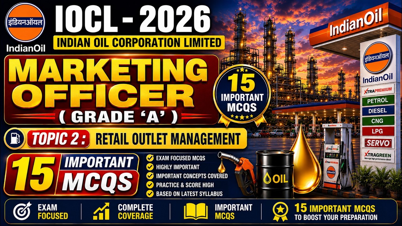 Retail Outlet Management MCQs | IOCL Recruitment 2026 | IOCL Marketing Officer PDF Notes 2026 | IOCL