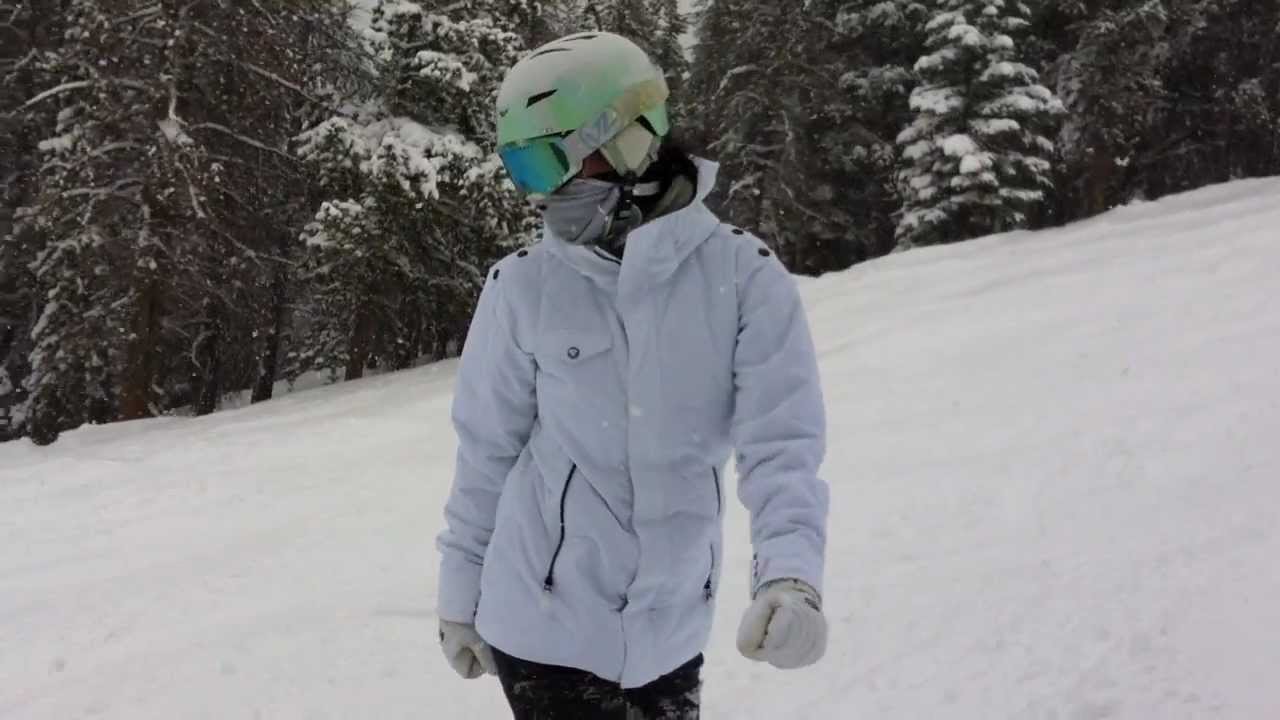 Jelena Jensen Snowboarding Through Some Choppy Powder