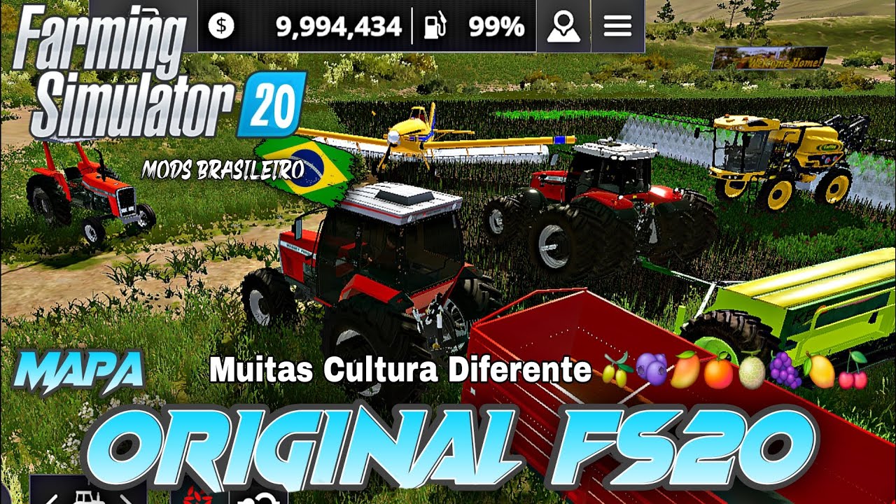 Mapa Original Com Varias Culturas é Muitos Mods BR Massey Ferguson Farming Simulador 20 