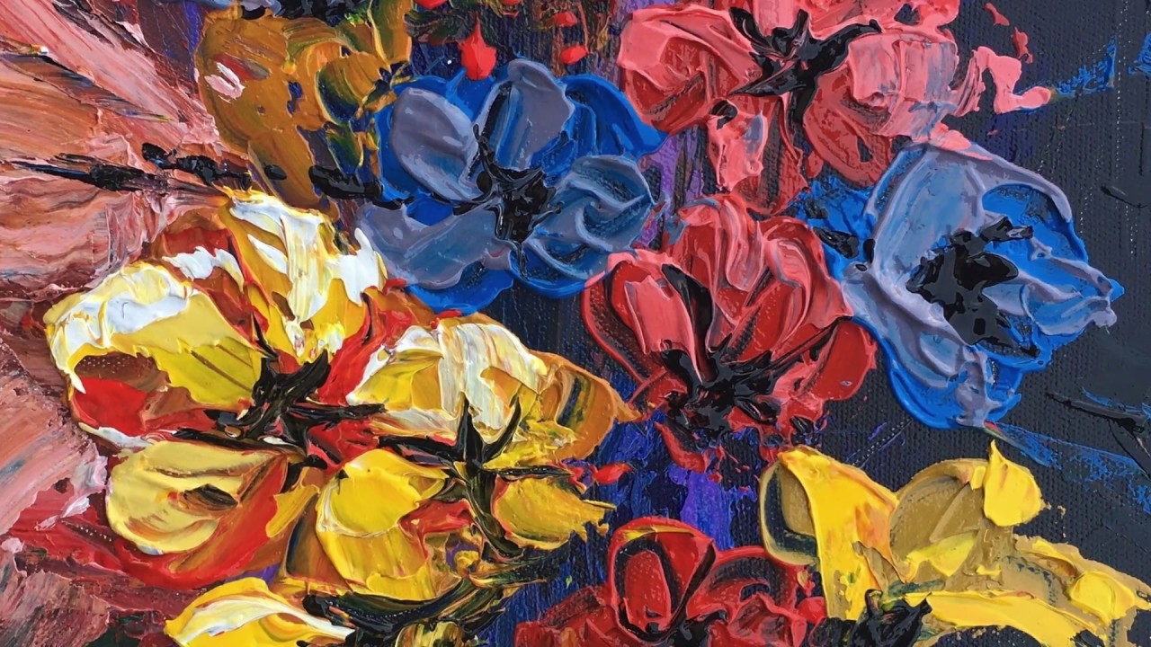 Easy Abstract Flower Painting | Palette Knife Painting | Acrylic Painting | Art Candy