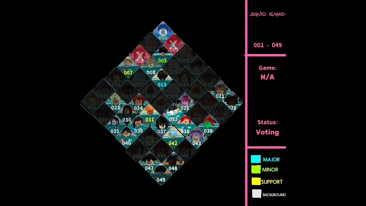 Squid game elemination order but with NPCS!! 001 - 049