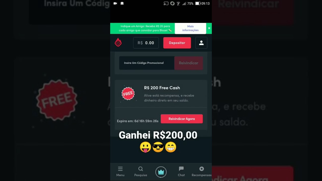 blaze.com(ja21 dia 24jan ganhei R$200,00 Cashback semanal já pegou o seu)Vai lá ver se vc tem😁