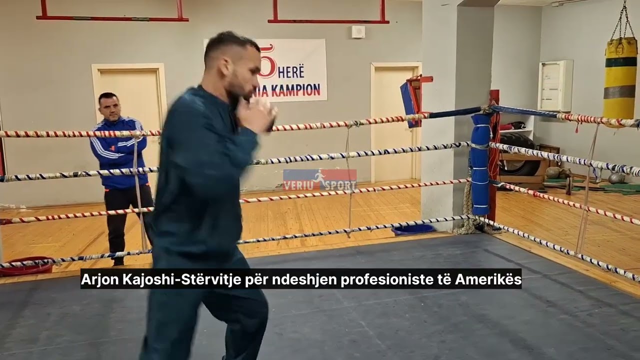 Arjon Kajoshi-Boksier profesionist. Stërvitje me trajn. Lazarin Vila për sfidën e prillit në Amerikë