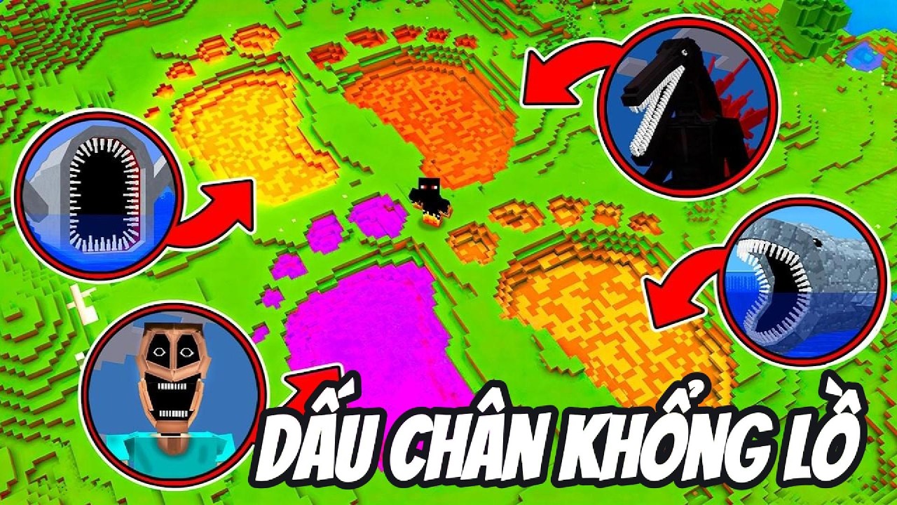 Thử Thách TÌM RA QUÁI VẬT NỔI TIẾNG BẰNG DẤU CHÂN KHỔNG LỒ Trong Minecraft Siêu Bất Ổn 🤣