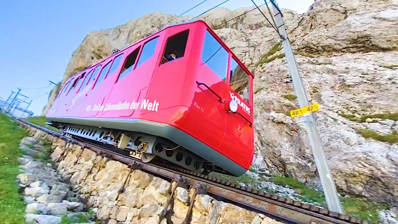 🇨🇭Riding the World's Steepest Cogwheel Railway in Switzerland's Alps | Pilatus Bahn